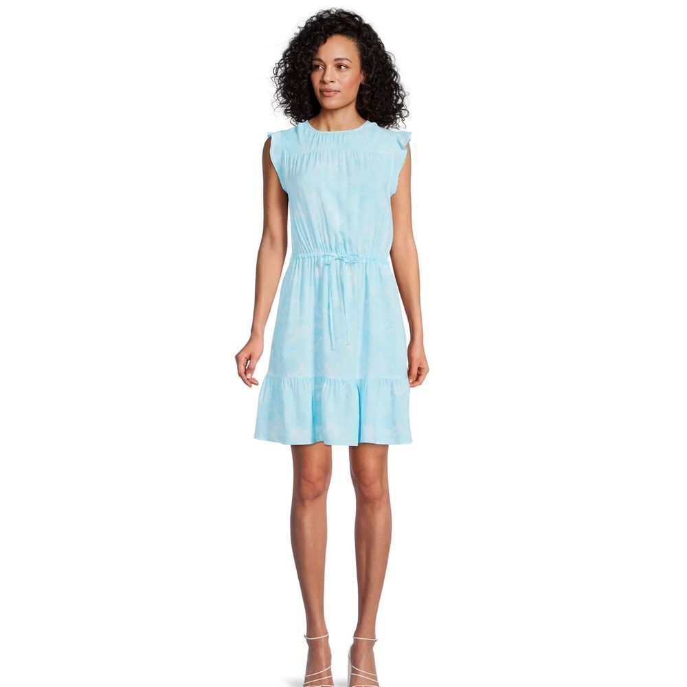 NEW WITH TAGS WOMEN Time and Tru
Blue Tie Dye Flutter Sleeve Dress with Pockets